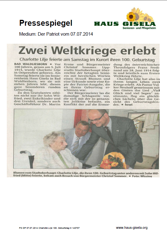 C. Lilje 100. Geburtstag